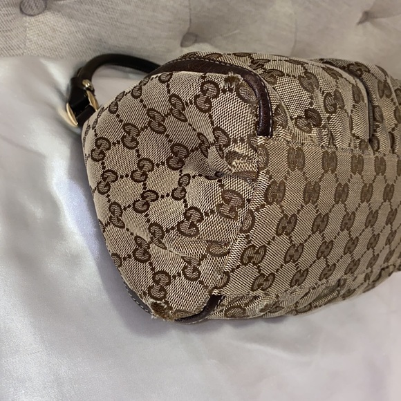 Gucci Handbag  GG Canvas Brown Leather Trim - Picture 7 of 8